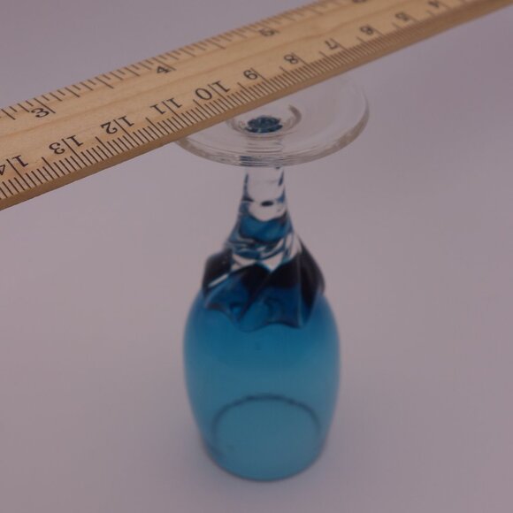 Set of Three(3) Blue Glass Very Small Glasses - Picture 8 of 13